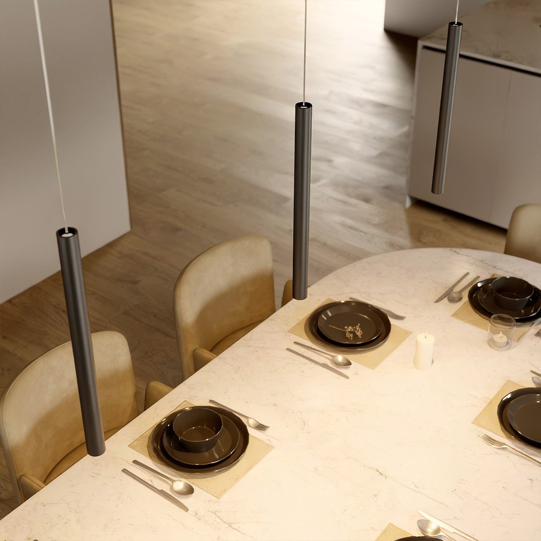 Minimalistische Zwarte Hanglamp voor Eettafel en Woonkamer – Flexibele Verlichting met Glas en Metaal